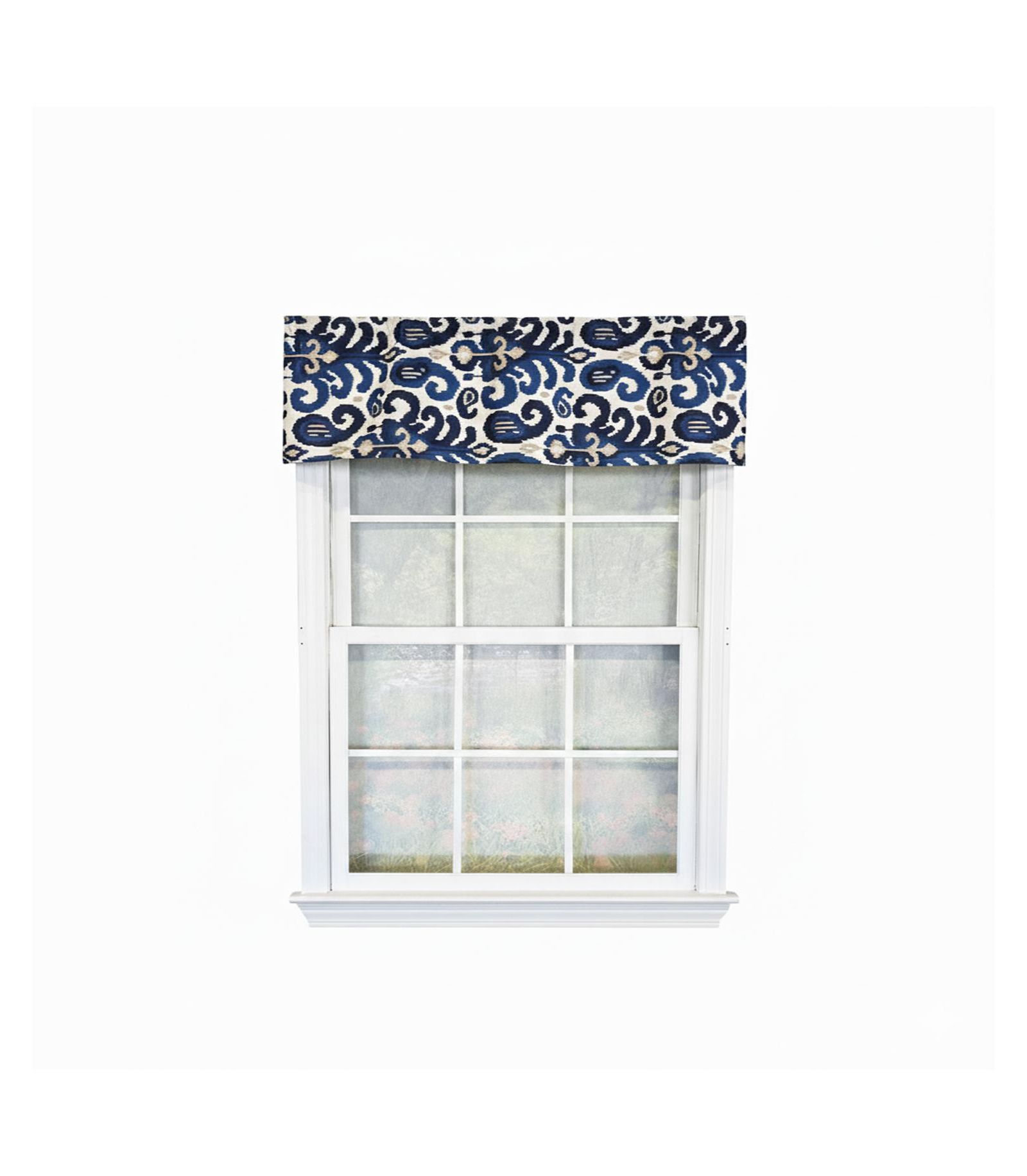 RLF Home 100% Cotton High Quality Tracy Tailored Window Valance with 1.5" Rod Pocket 50" W X 12" L Navy