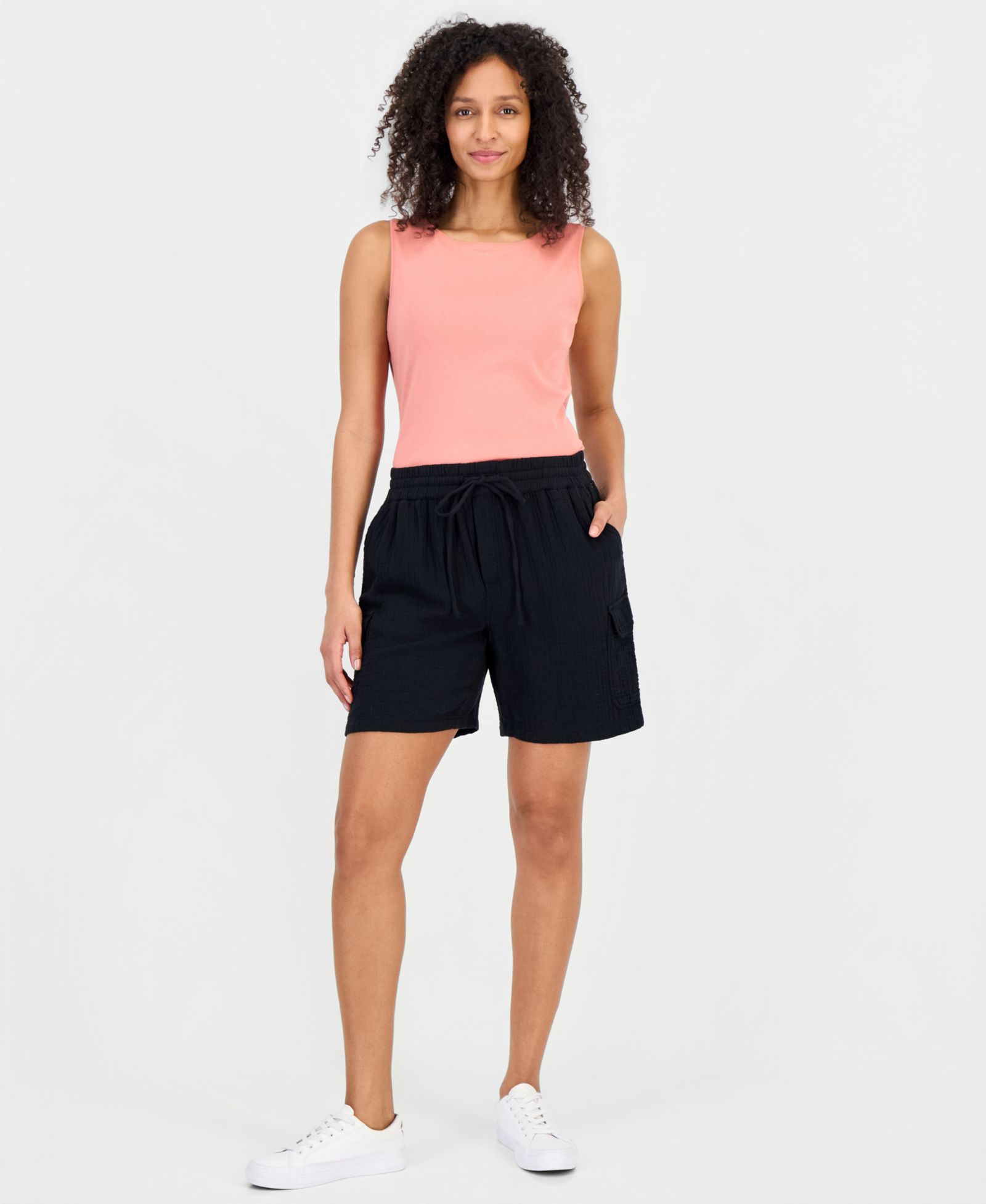 Style & Co Женский Cotton Gauze Pull-On Cargo Shorts