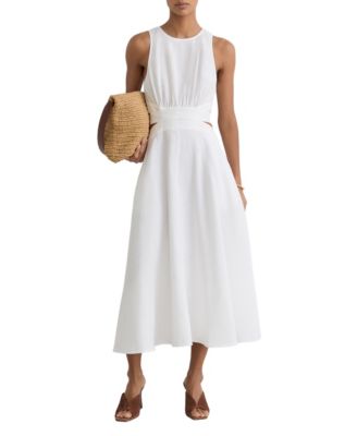 Платье REISS Women's Linen-Cotton Cut-Out Midi из льна и хлопка с вырезами