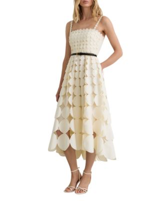 REISS Women's Cotton Cut-Out Belted Midi Dress