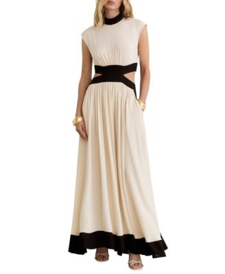 Женское платье REISS Keely Fit & Flare Colorblock Cut-Out Waist Maxi