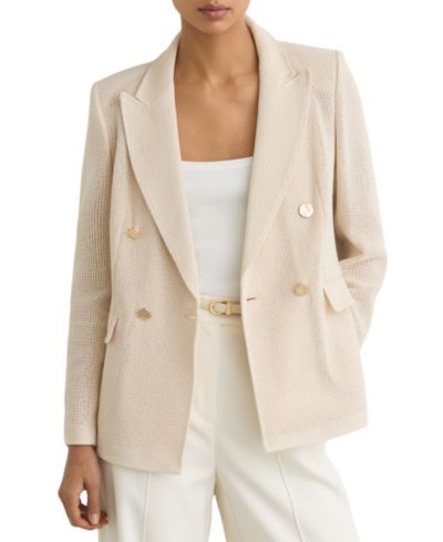 REISS Women's Open-Weave Double-Breasted Blazer