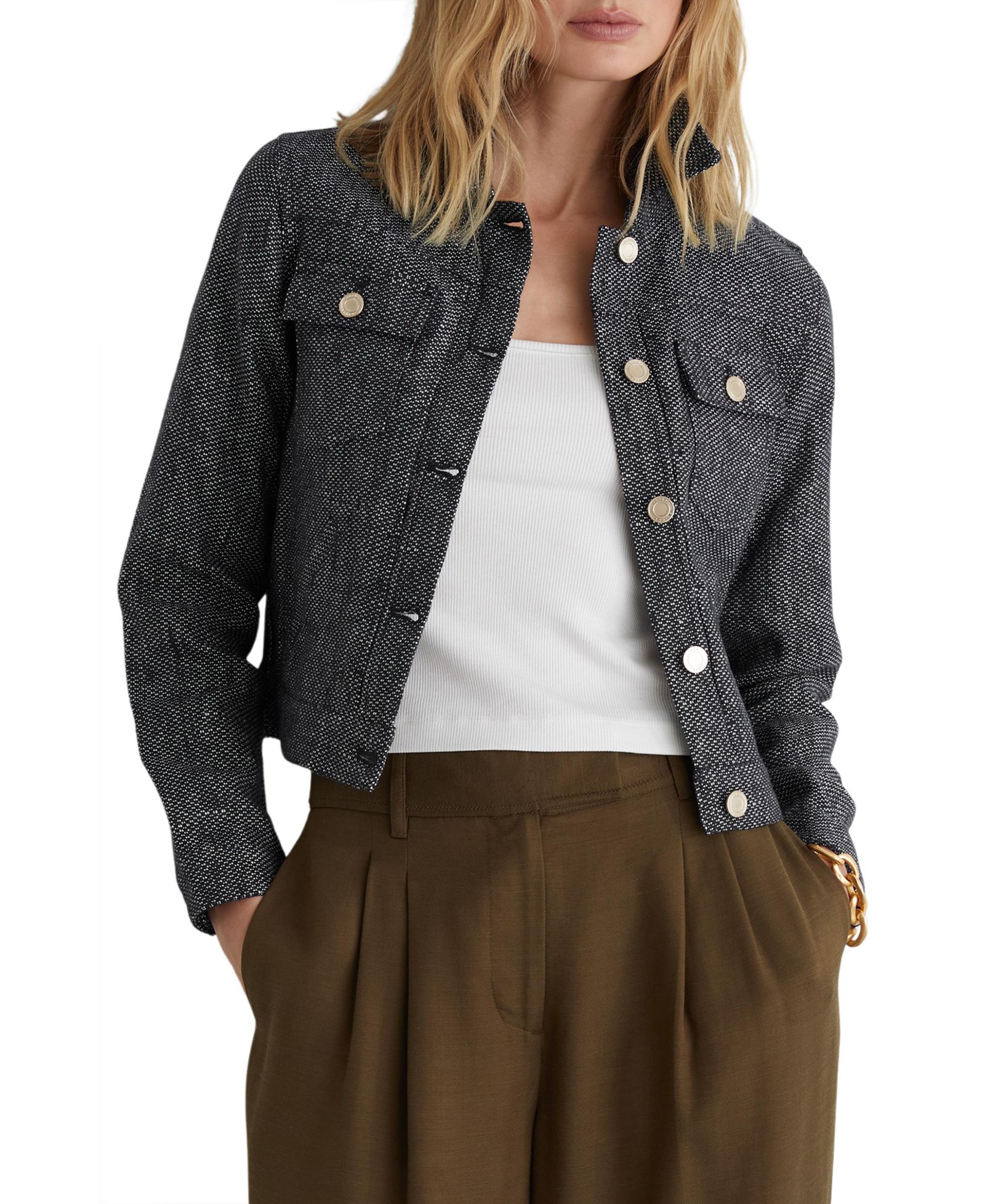Куртка REISS Women's Bree Linen-Cotton Woven Trucker