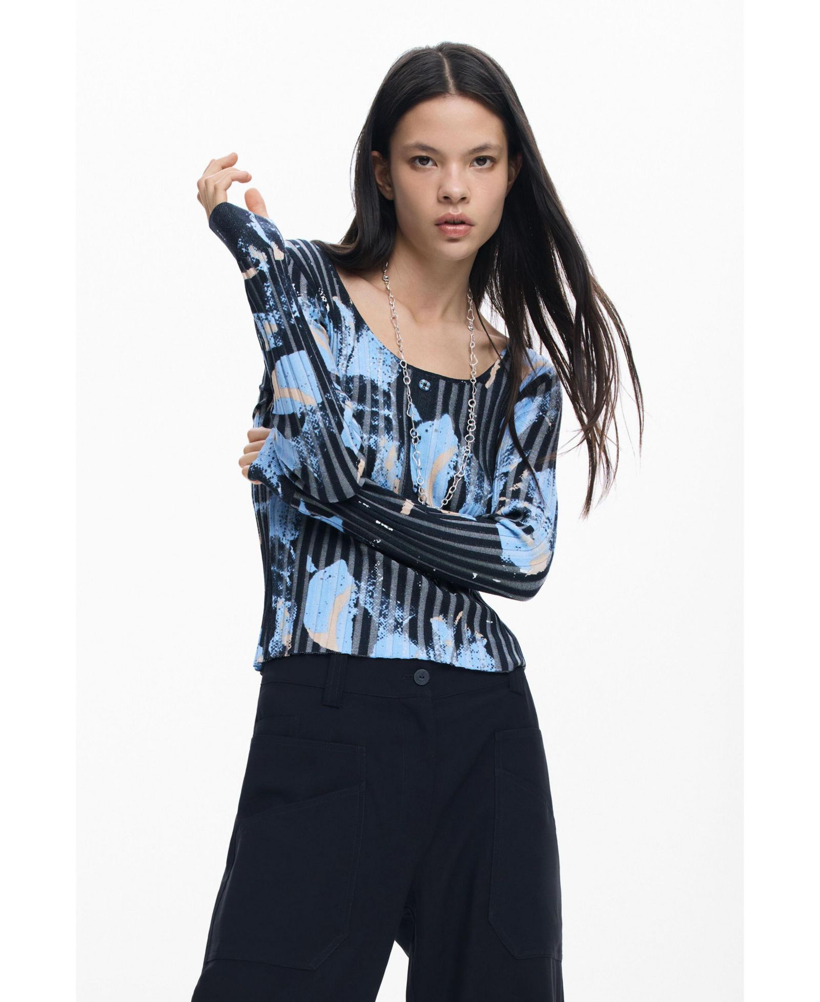 Desigual Women's Fine Floral-Texture Sweater