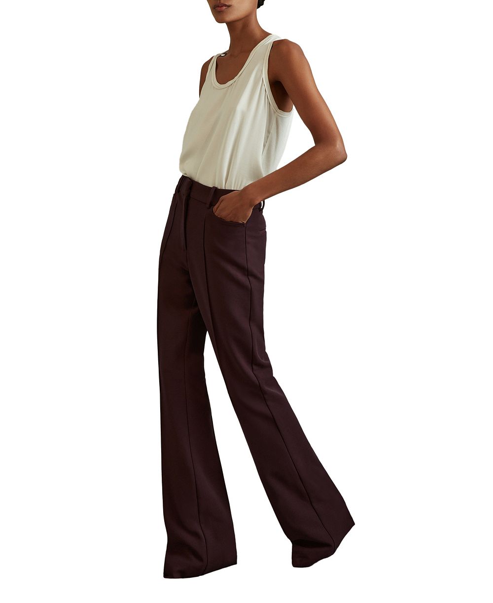 REISS Petite Gabi Flared Mid-Rise Trousers