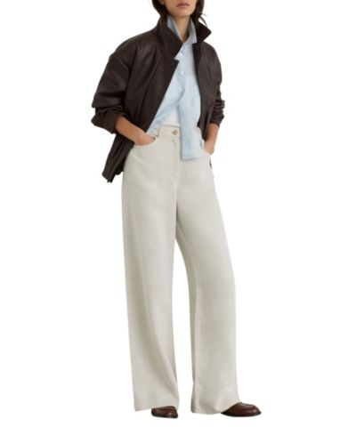 REISS Women's Carmen Linen Blend Wide-Leg Trouser Pants