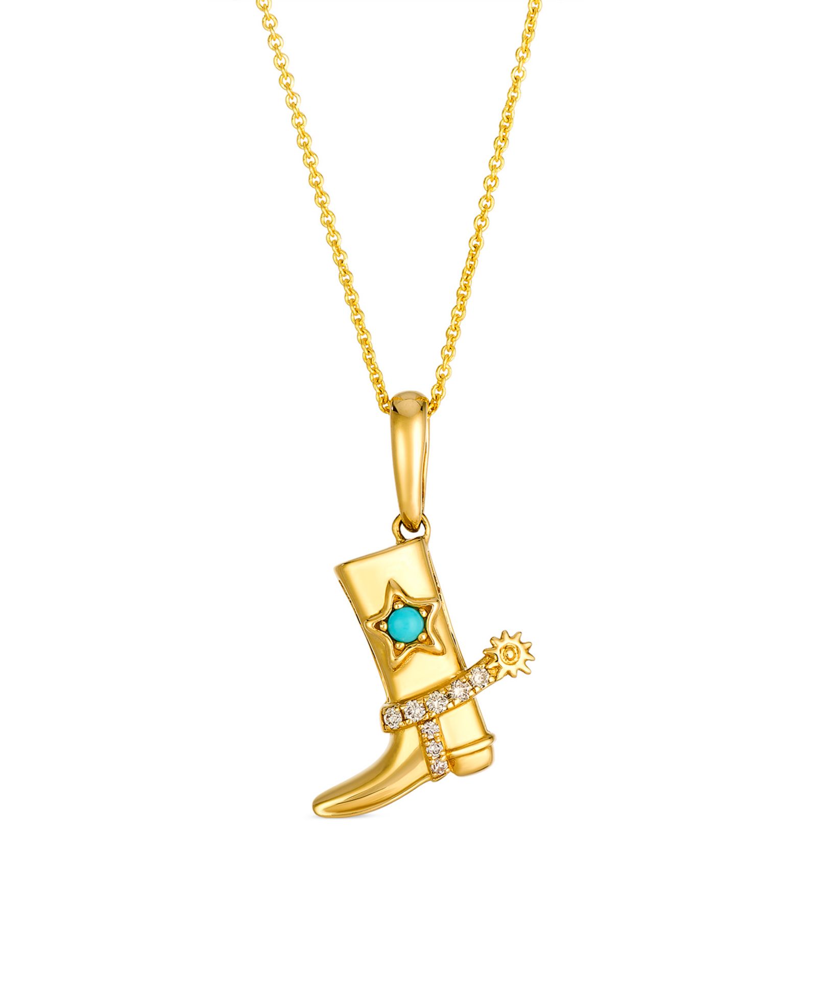 Подвеска Le Vian Cowboy Boot с бирюзой и бриллиантами в золоте 14k Honey Gold