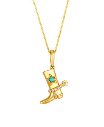 Подвеска Le Vian Cowboy Boot с бирюзой и бриллиантами в золоте 14k Honey Gold