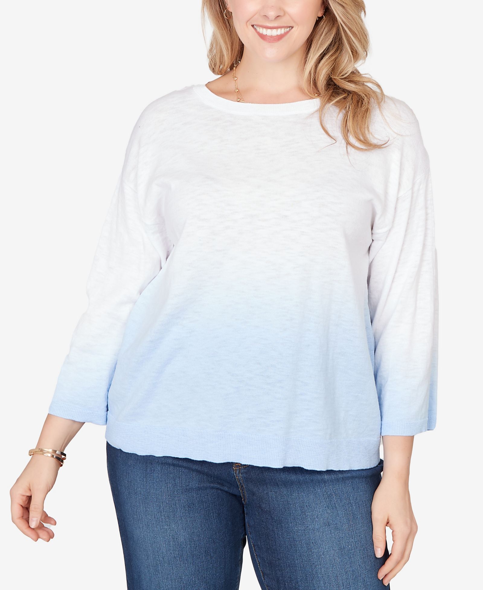 Свитер Ruby Rd. Plus Size Dip Dye Ombre Cotton Pullover