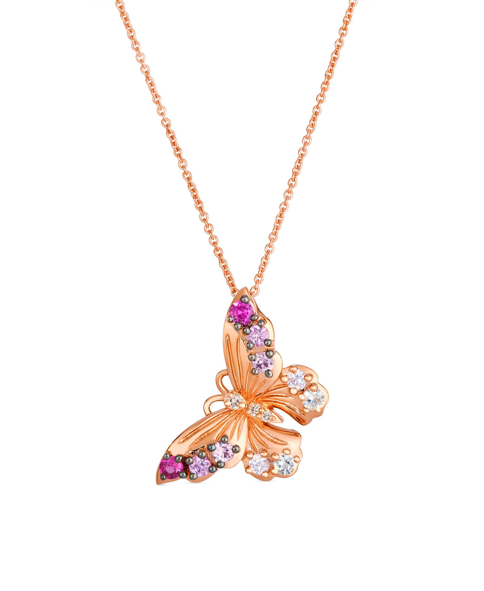 Le Vian кулон-подвеска Butterfly White Sapphire Pink Sapphire & Nude Diamond в 14k Strawberry Gold