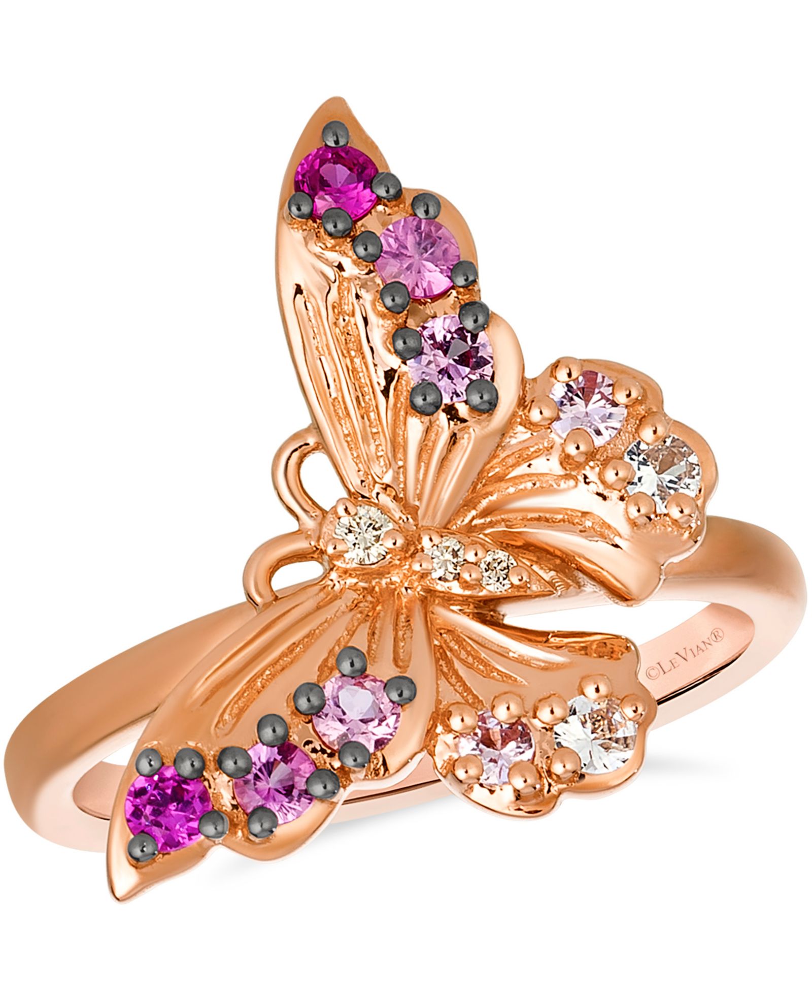 Кольцо-бабочка Le Vian White Sapphire, Pink Sapphire & Nude Diamond в 14k Strawberry Gold