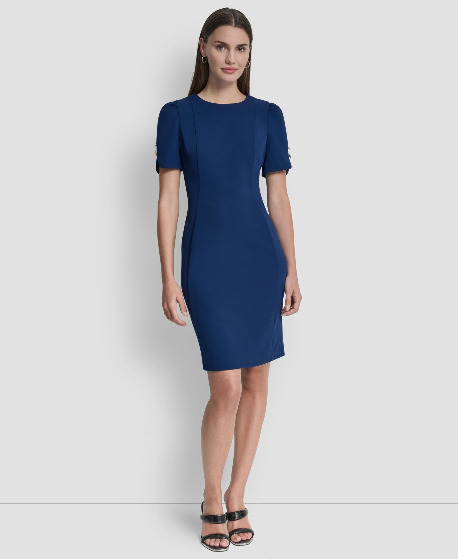Женское короткое платье-футляр DKNY Crewneck Short Sheath