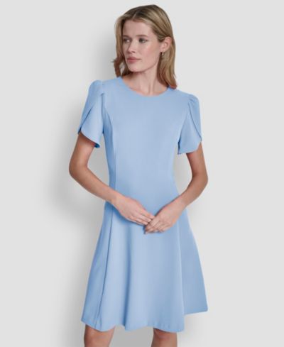 DKNY Women's Tulip-Sleeve Fit and Flare Dress