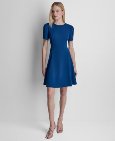 DKNY Women's Tulip-Sleeve Fit and Flare Dress