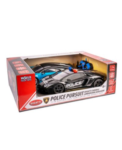 World Tech Toys 1:14 Scale Police Pursuit Bugatti Chiron and Lamborghini Aventador Remote Control Cars, 2-Piece Set