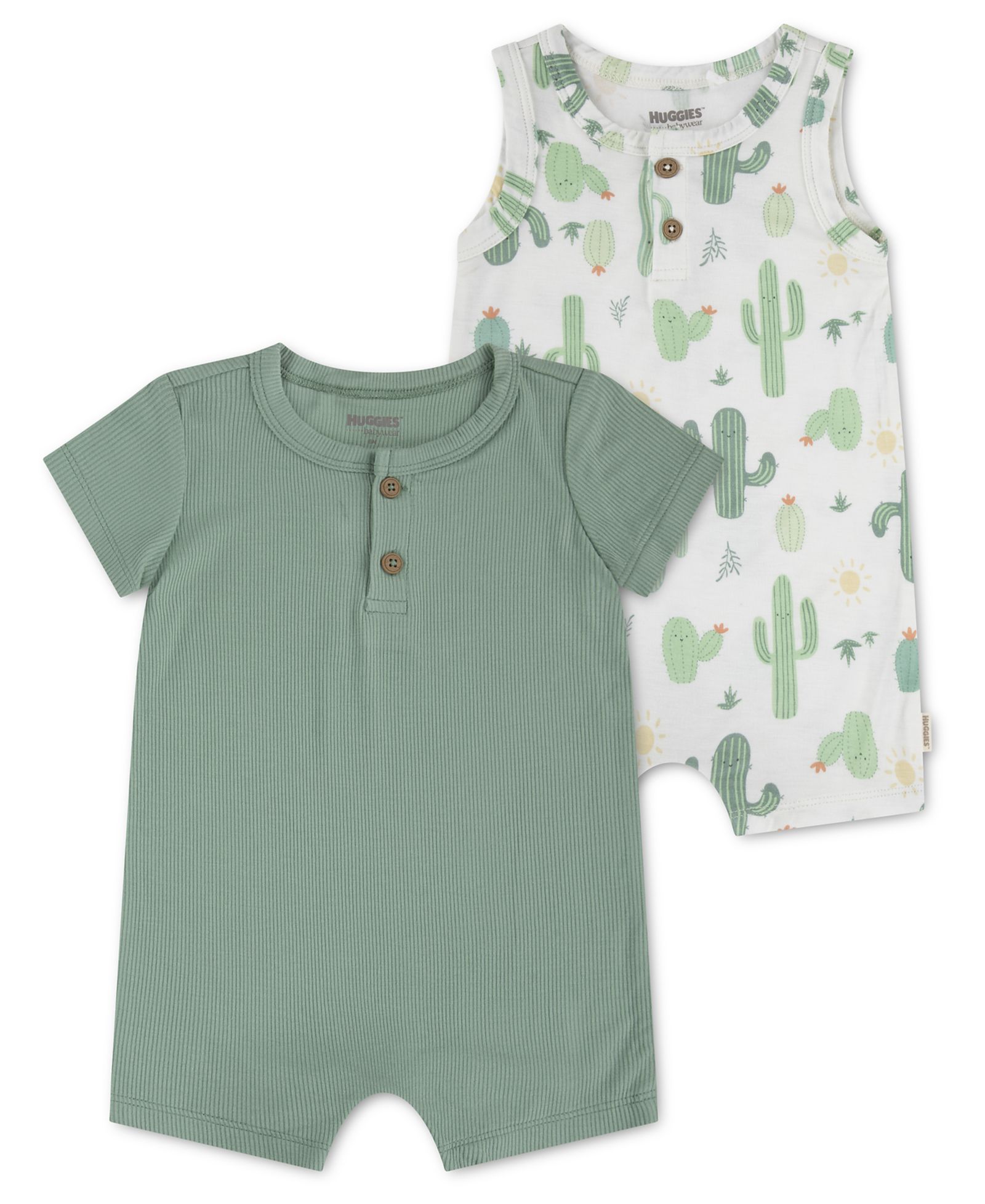 Ромпер Huggies Baby Boys' Henley Neck, 2-Pack