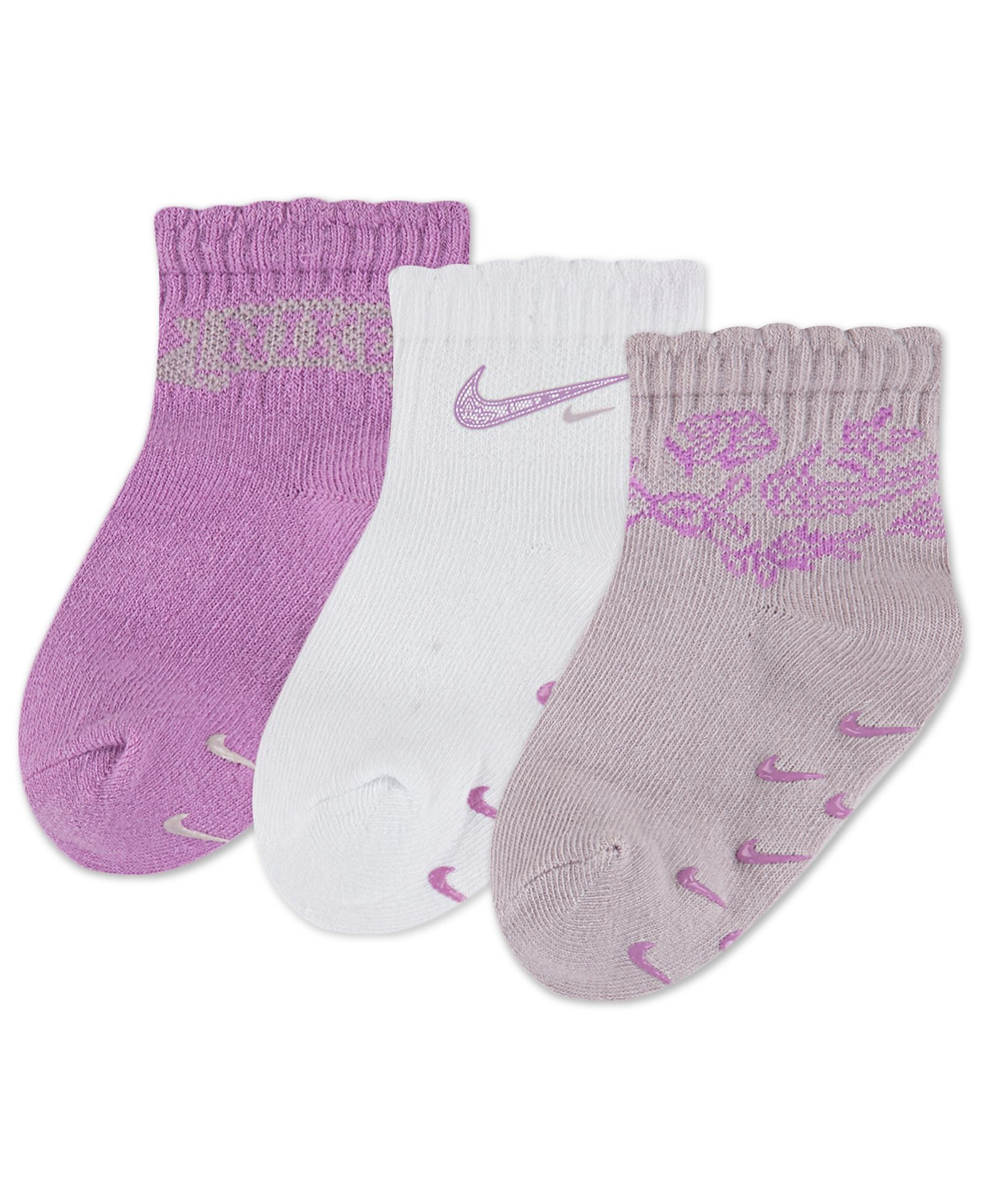 Nike Baby Girls' Lace It Up Scalloped Ankle Socks, 3-Pack