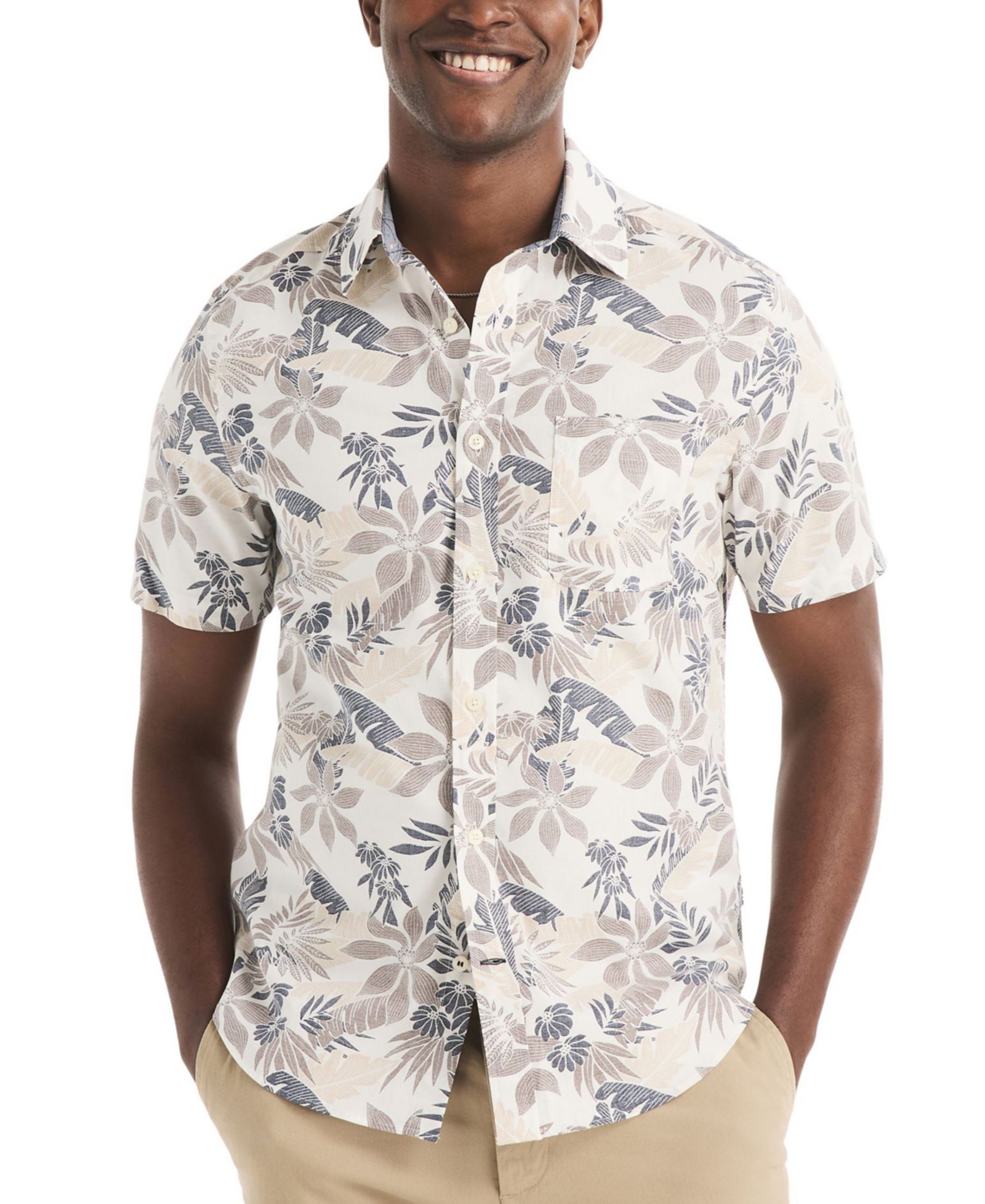 Nautica Men's Leaf Printed Short-Sleeve Shirt