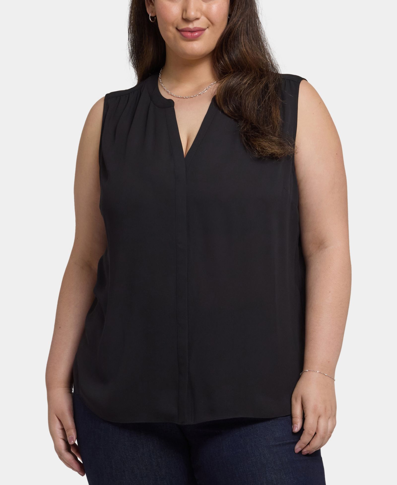 NYDJ Plus Size Sleeveless Pintuck Blouse