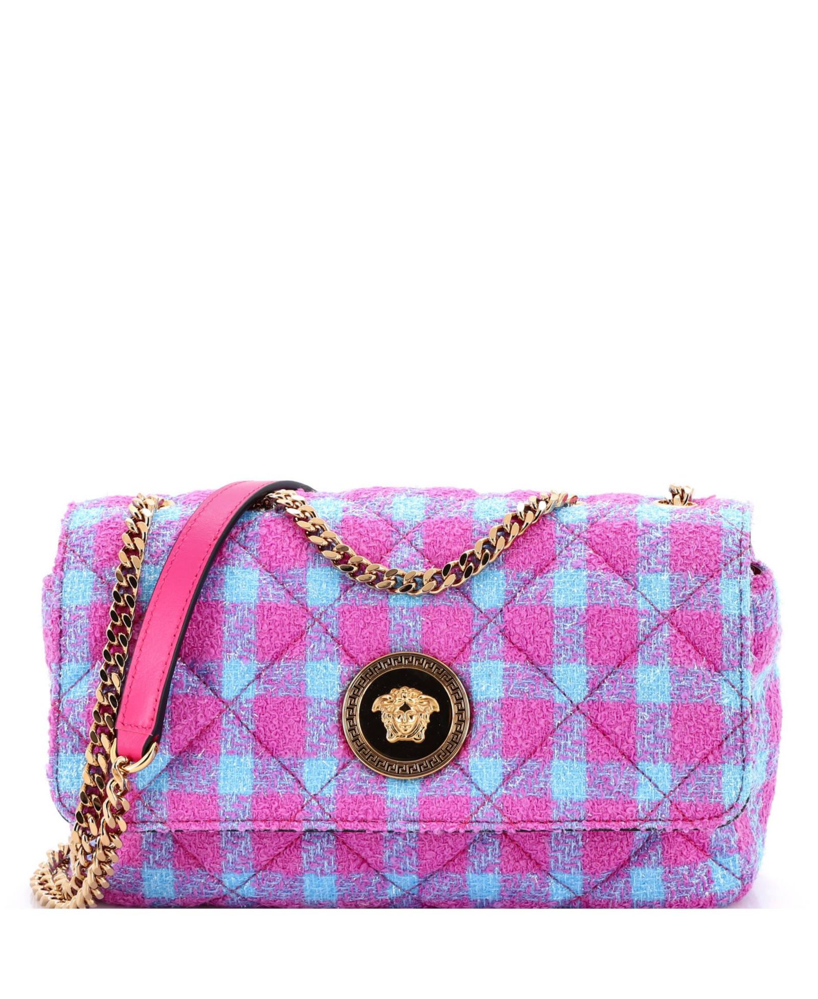 Сумка Versace East West Medusa Icon Chain Flap, стеганый твид, б/у