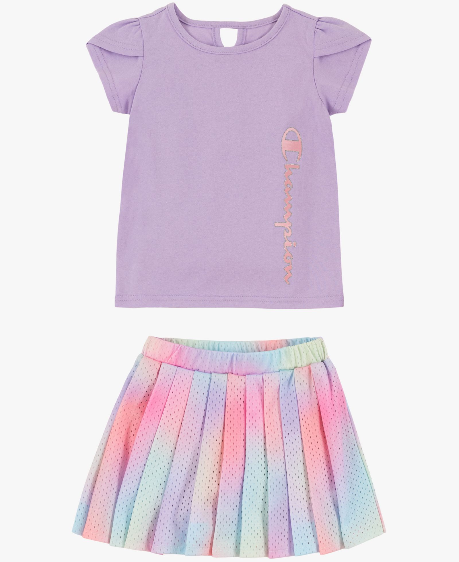 Champion Baby Girls' Flutter-Sleeve T-Shirt and Mesh Skort, 2-Piece Set