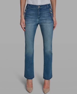 KARL LAGERFELD PARIS Women's Mid-Rise Sailor Flare Jeans