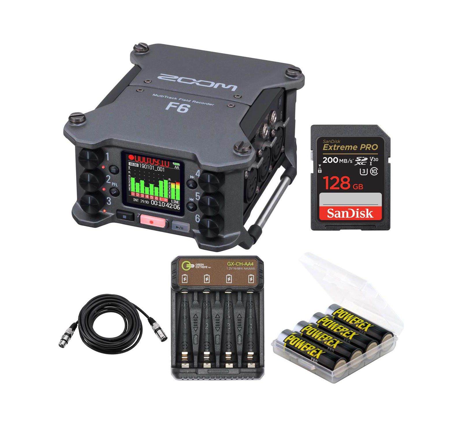 Zoom F6 многоканальный полевой магнитофон, комплект с включённой ценностью