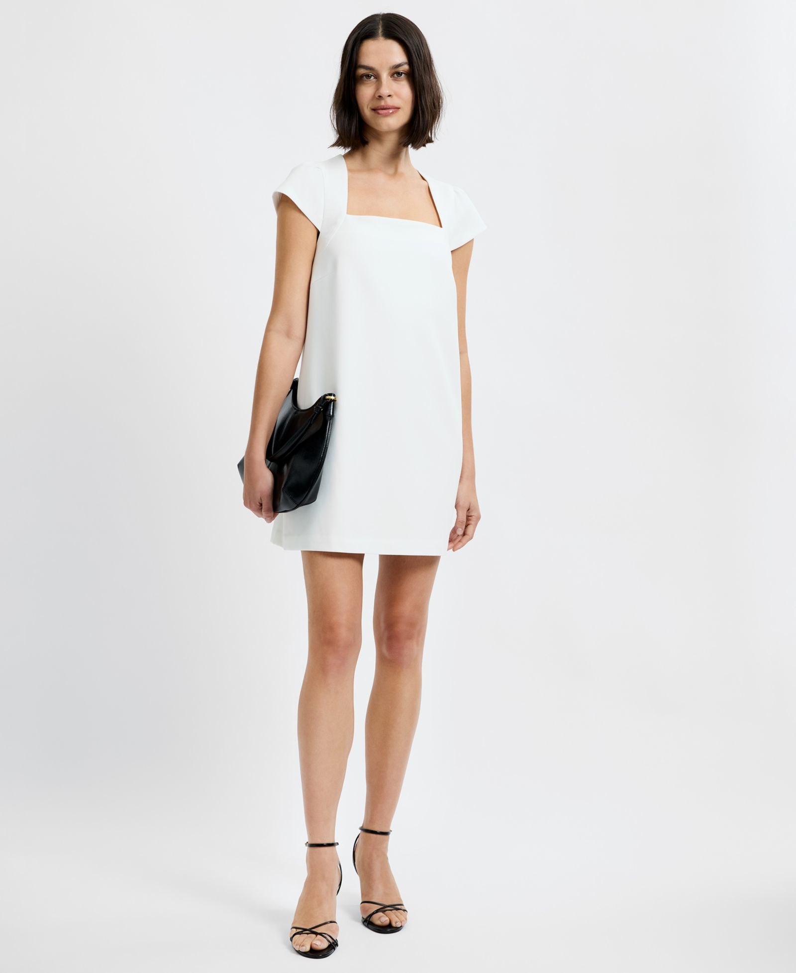 French Connection Women's Square Neck Whisper Cap Sleeve Shift Mini Dress