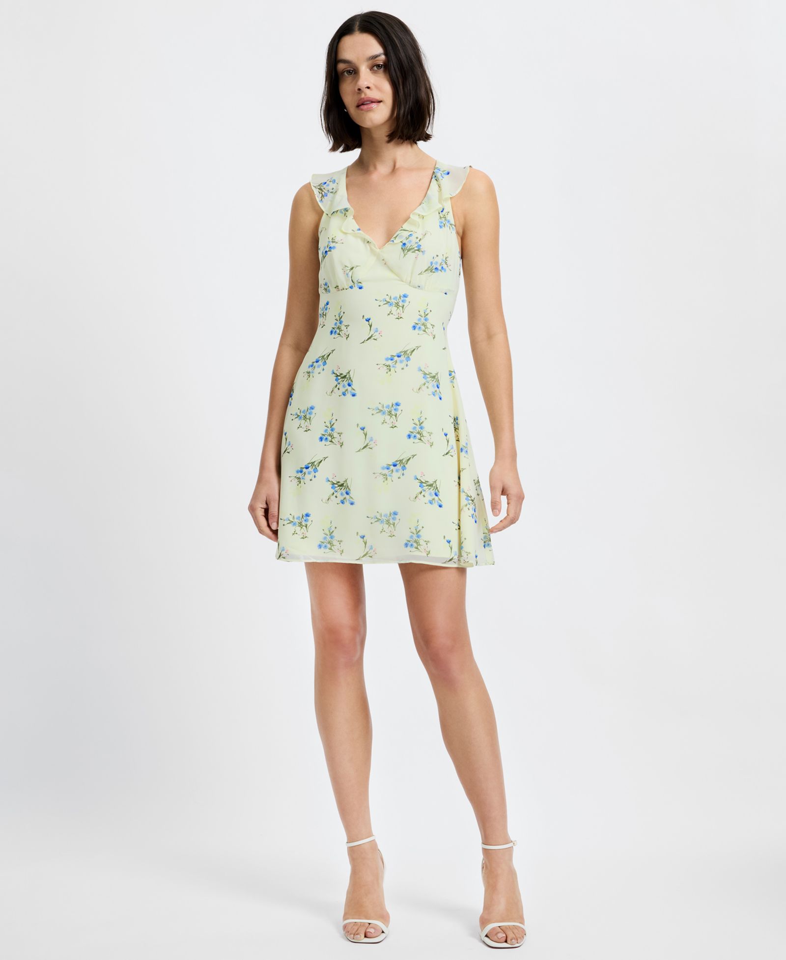 Женское мини-платье French Connection Yellow Floral V-Neck Sleeveless