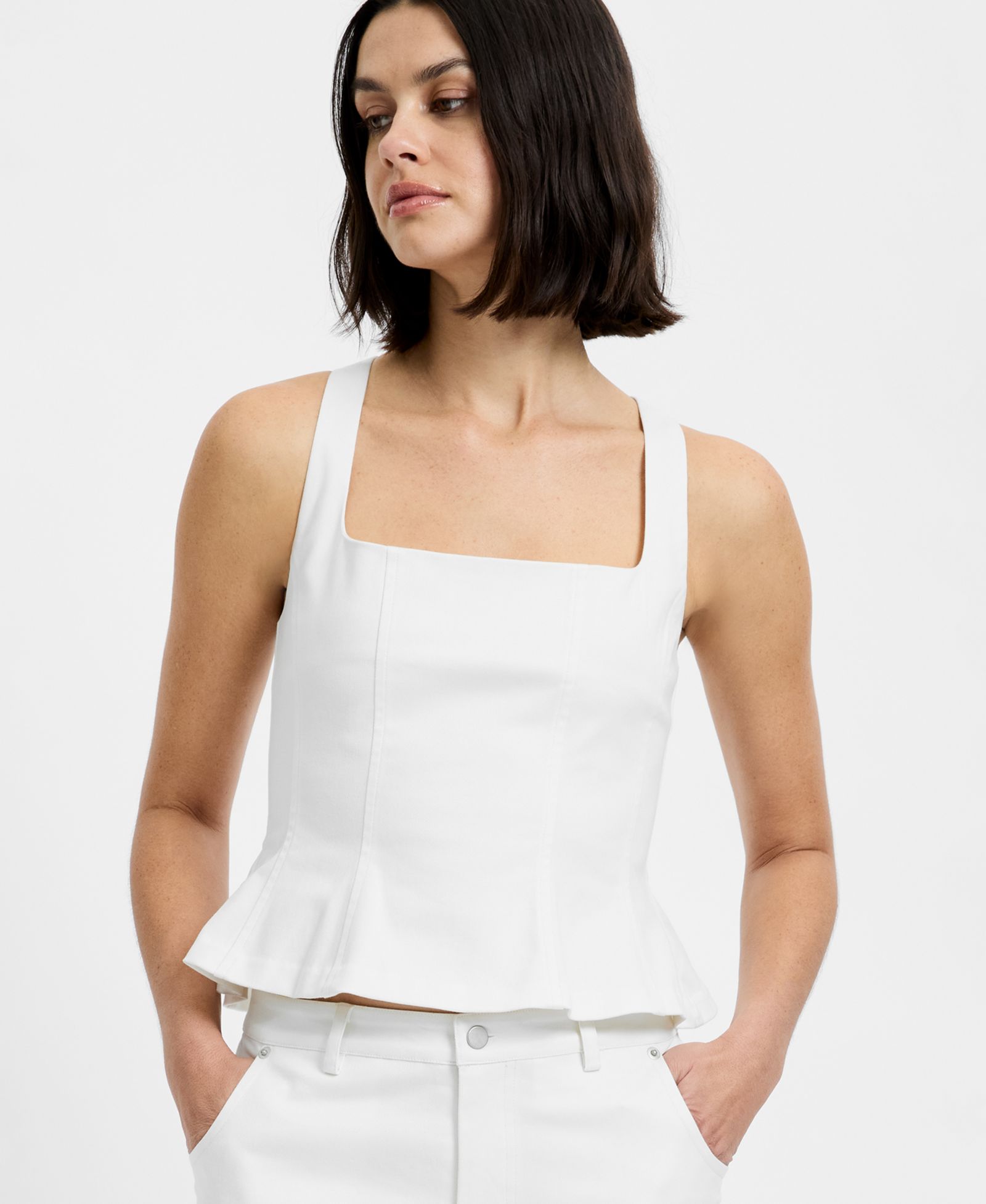French Connection Женский топ French Connection Inez Twill Square Neck Peplum