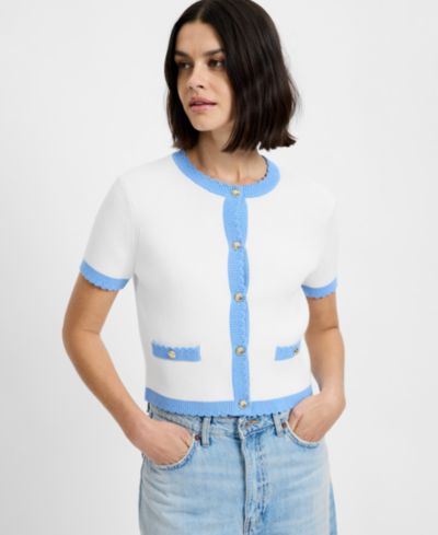 French Connection Bennet Rib Knit Short-Sleeve Sweater