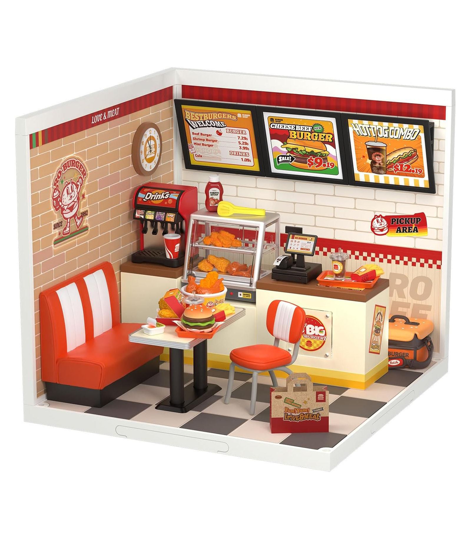 ROBOTIME набор для сборки миниатюрного дома Yum Yum Burgers, игрушка для подростков и взрослых, диорама