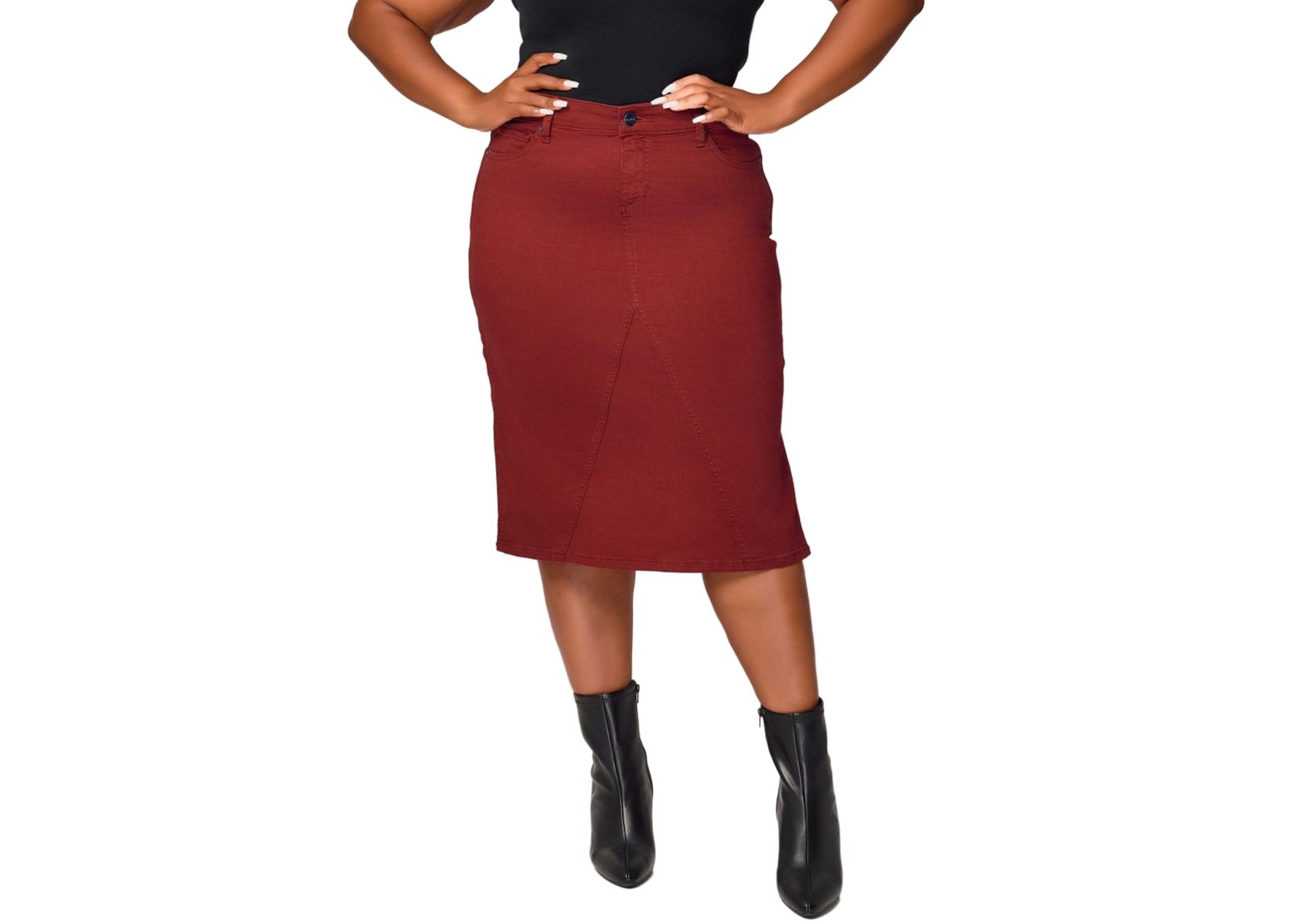 SLINK Jeans Women's Midi Skirt with Side Vents