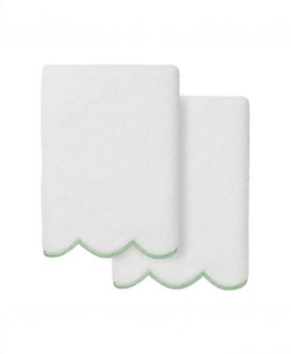Linum Home Adornia Scallop Cotton 2-Pc. Hand Towel Set, 16" x 30"