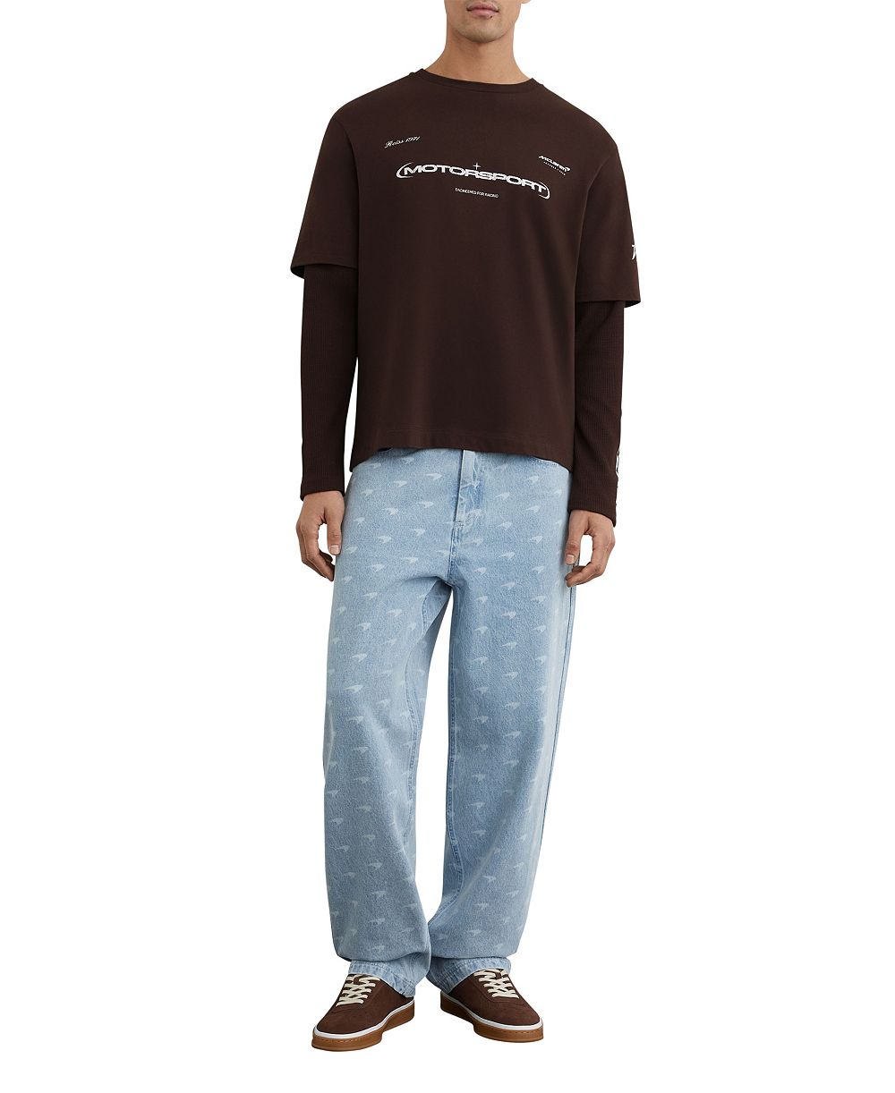 REISS Men's Rovik McLaren Racing Double-Layer Relaxed T-Shirt Unisex-Fit
