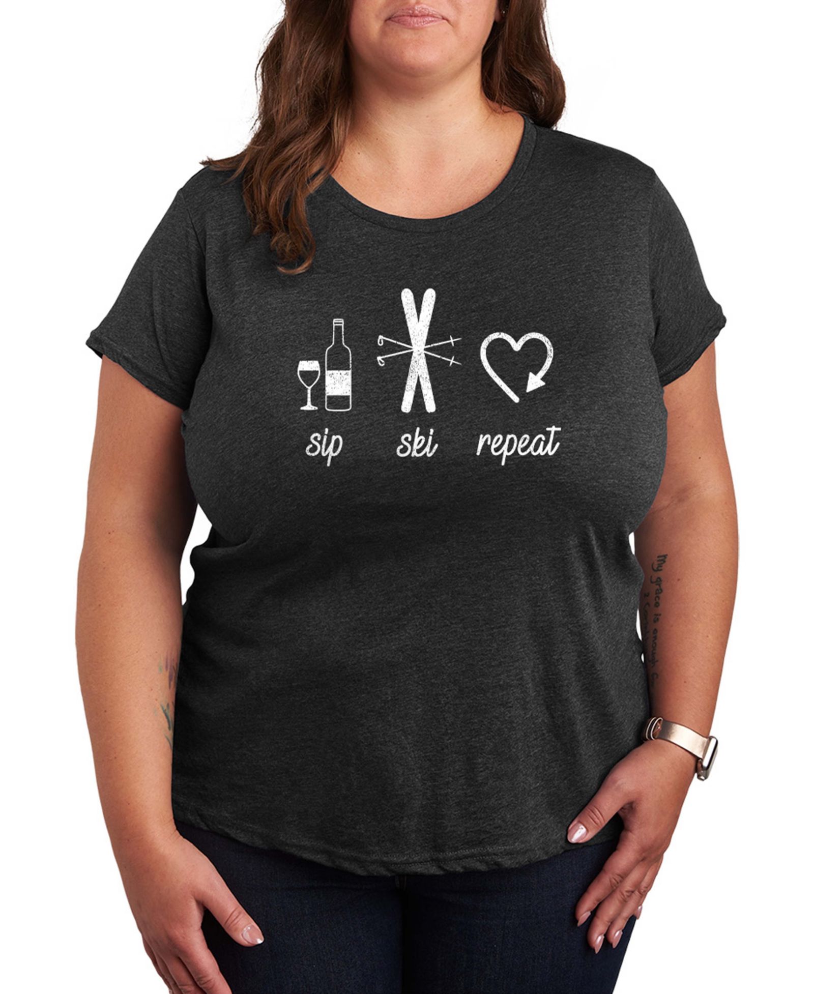 Футболка Hybrid Apparel Plus Size Sip Ski Repeat Word Art Graphic