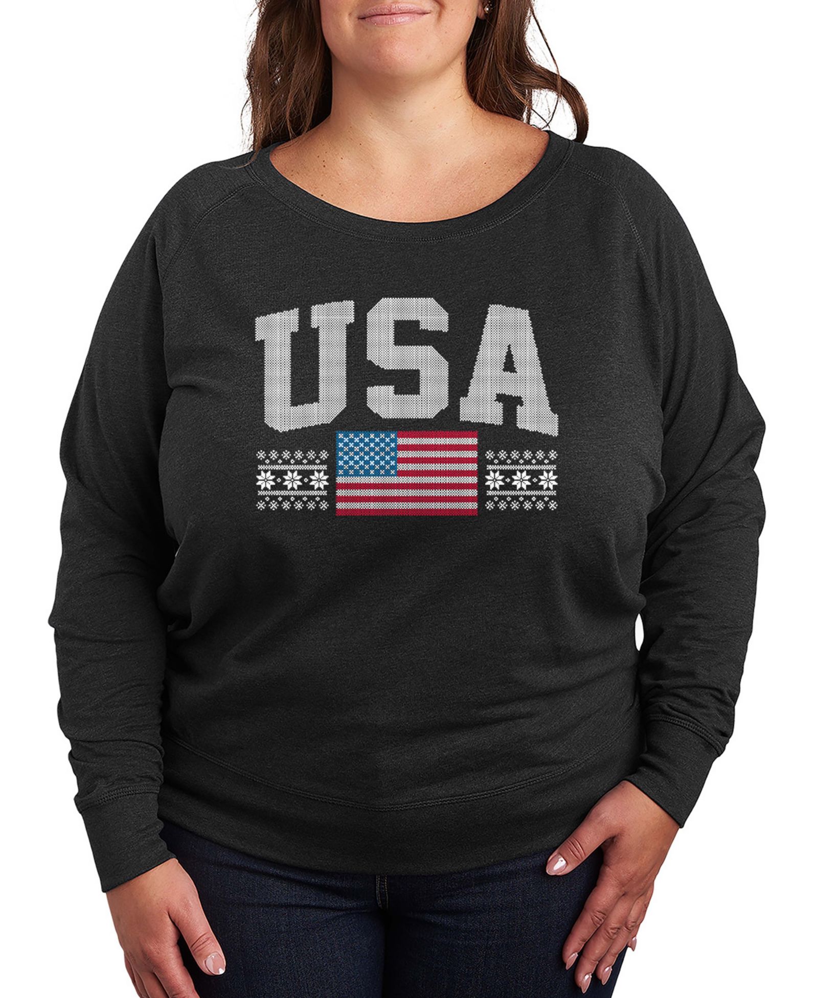 Футболка Plus Size USA Sport Word Art Long Pullover Hybrid Apparel