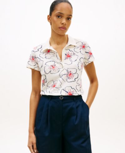 Tommy Hilfiger Women's Printed Short-Sleeve Polo Top