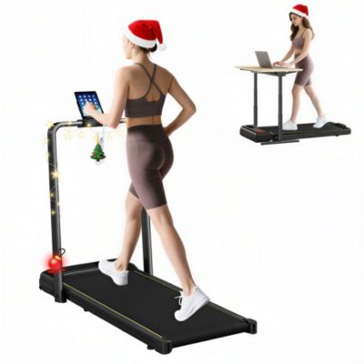 Soozier Walking Pad Treadmill, Foldable Under Desk Treadmill with Incline