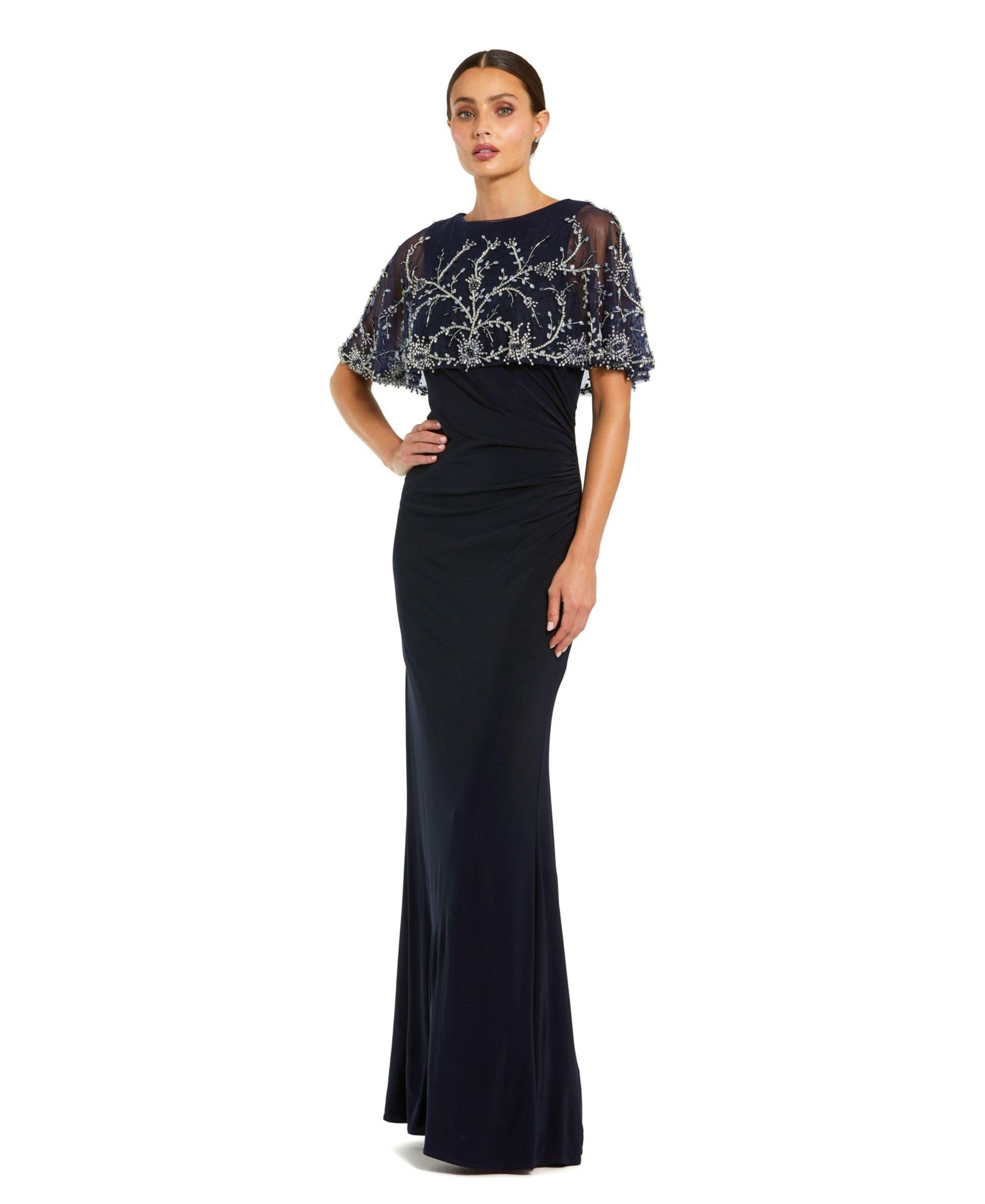 Вечернее платье Mac Duggal Women's Fitted Jersey Gown с накидкой