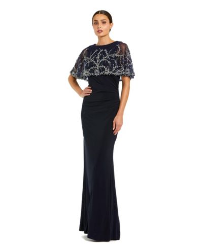 Вечернее платье Mac Duggal Women's Fitted Jersey Gown с накидкой