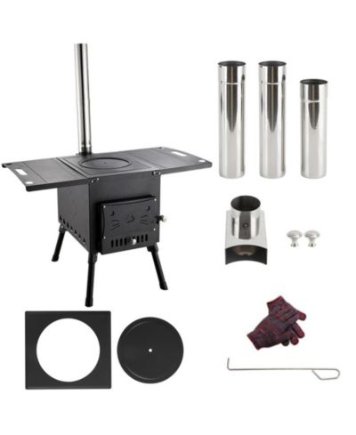 Artudatech Portable Wood Stove with Top Warming Platform for Camping Cooking & Outdoor Heating