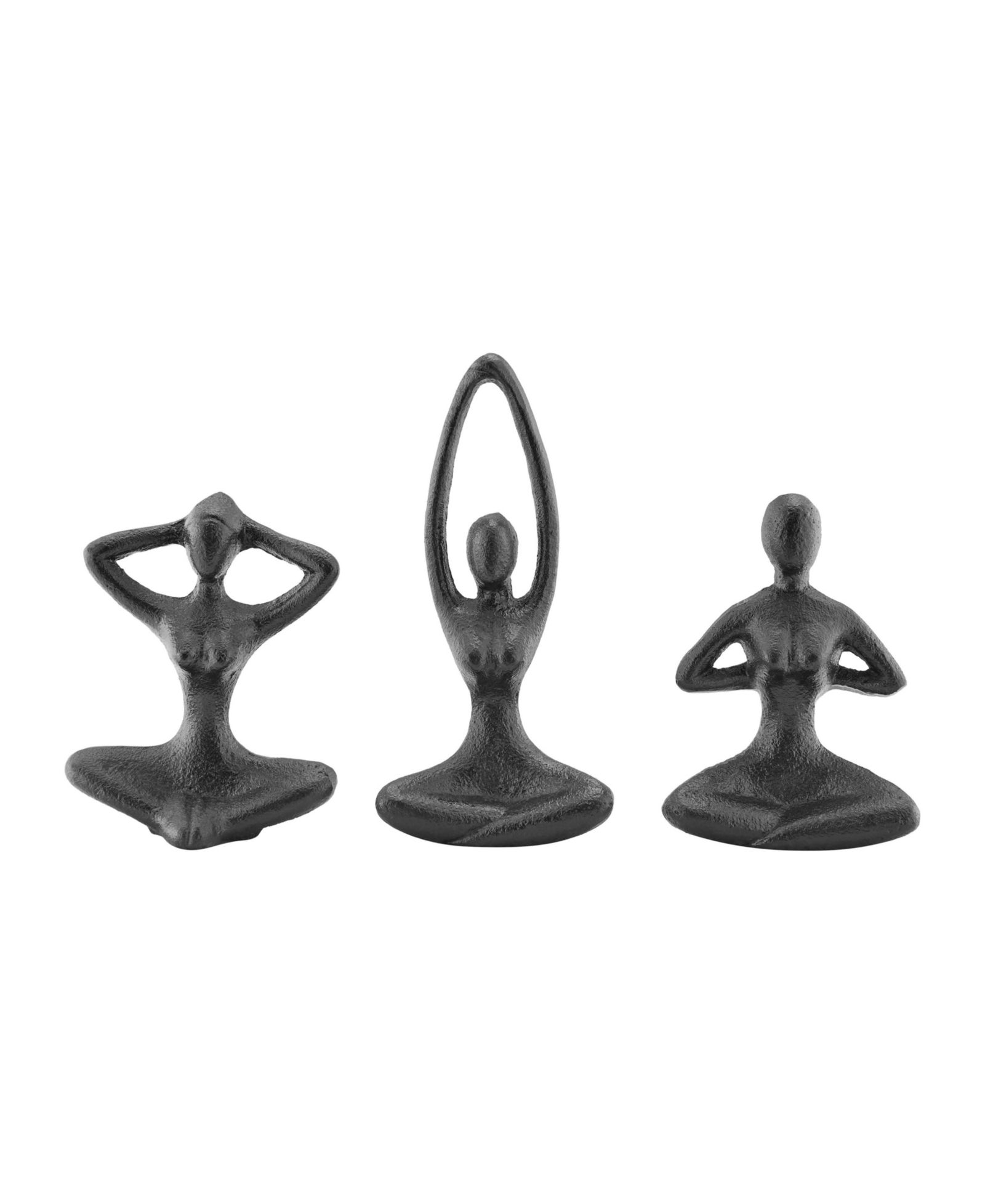 Danya B Dark Brown Cast Iron Female Peaceful Yoga Figures Sculptures Set of 3 Poses