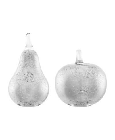 Danya B Alloya 2 Piece Apple and Pear Glass Sculpture Set