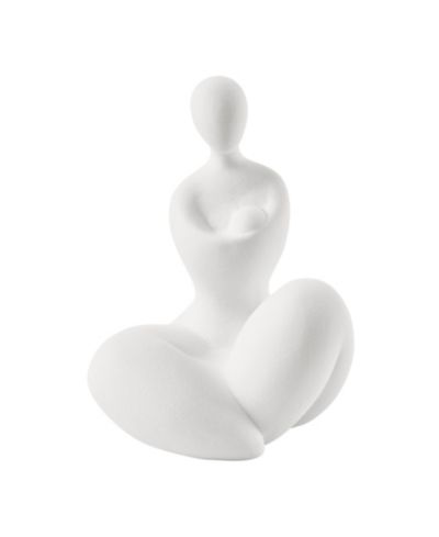 Danya B Hans White Abstract Mother Embracing Child Matte Ceramic Sculpture