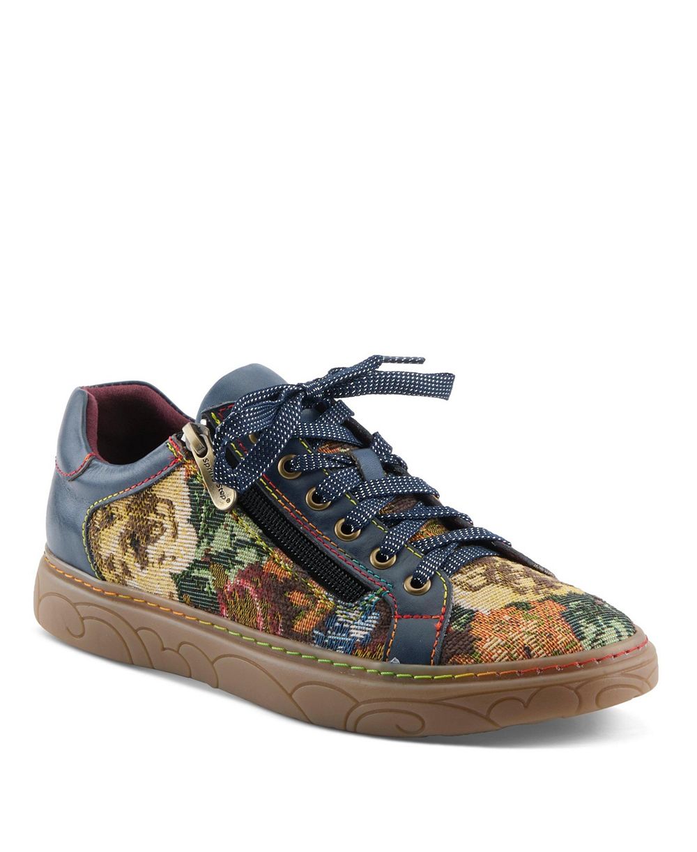 Модные кроссовки L'Artiste Danli-Fab Leather & Tapestry Print Lace-Up с боковой молнией