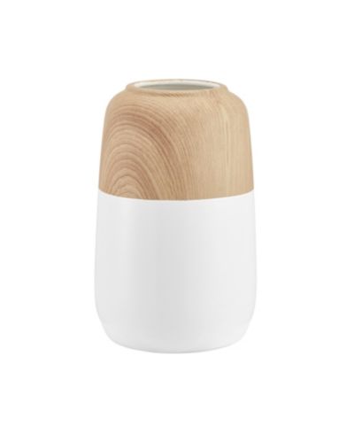 Danya B Nora Burk Two Tone Cylindrical Tabletop Vase - White and Beech