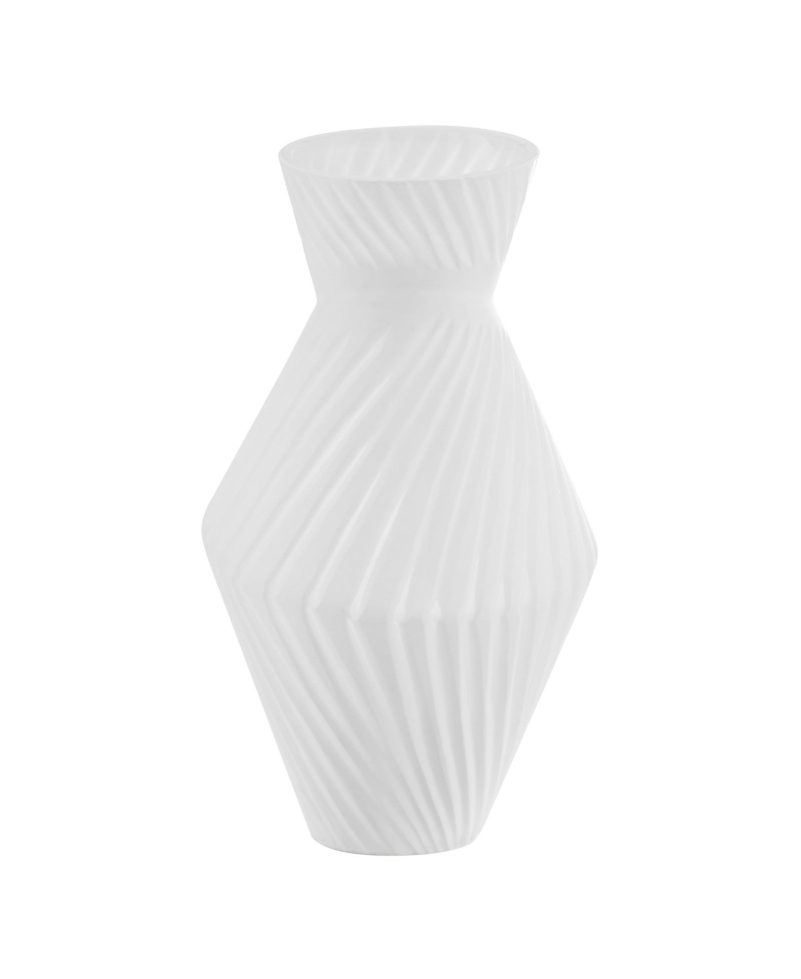 Ваза Danya B Eos White Ribbed Angular из стекла для столешницы