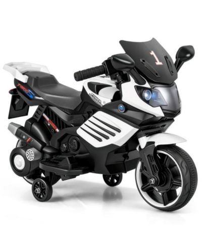 Hongge Electric Ride On Motorcycle with Training Wheels and LED Headlights, Ages 3+
