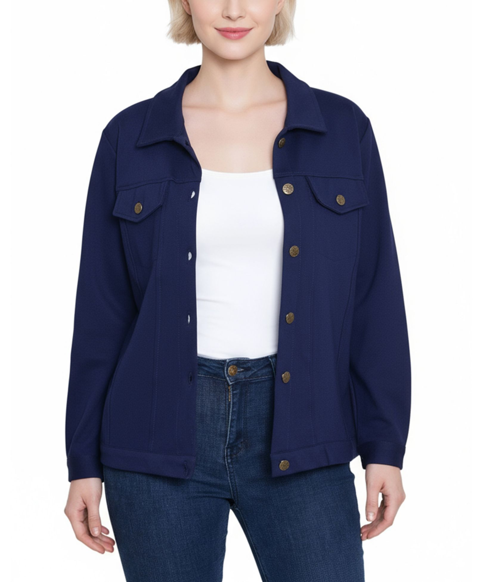 NY Collection Petite Long Sleeve Ponte Jacket